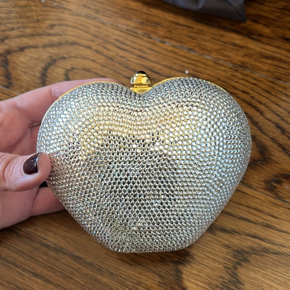 Judith Lieber Swarovski crystal gold heart Minaudiere evening bag - Picture 10 of 10